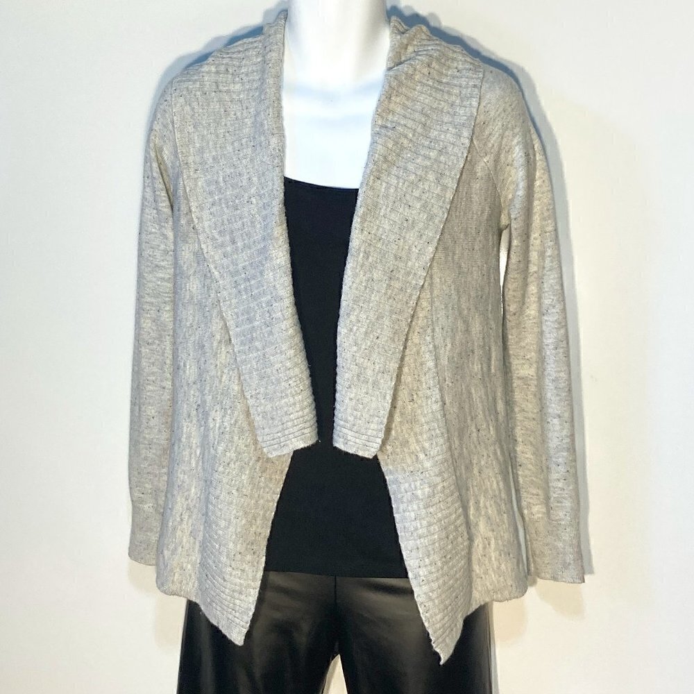 Banana Republic SZ S Light Gray Linen & Cotton Blend Waterfall Longline Cardigan